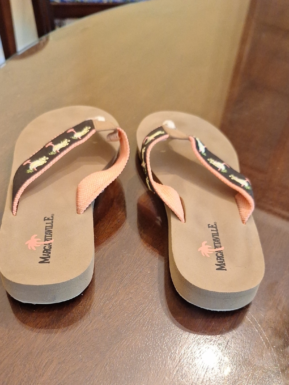 Margarittaville Embroidered Frog Rope Toe Flip Flop Sandals, Size 8 - Picture 4 of 5
